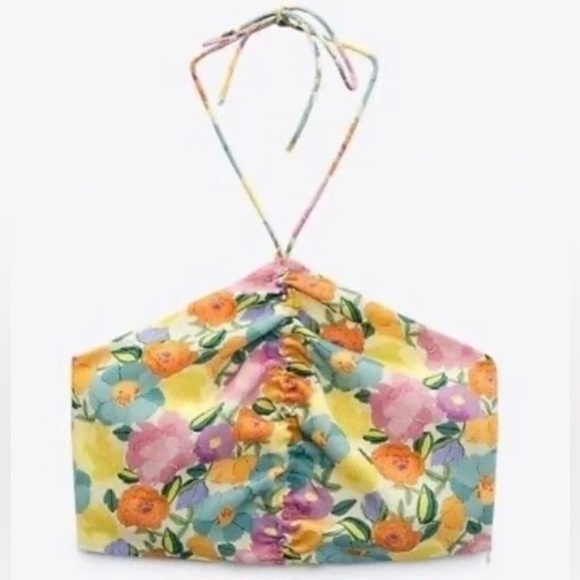Zara Floral Halter Tie top - Picture 2 of 8